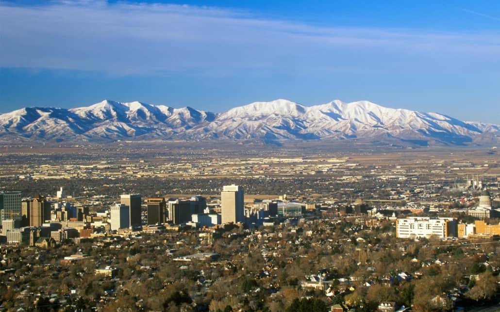 Aerial view of Salt Lake city and West Valley City Utah