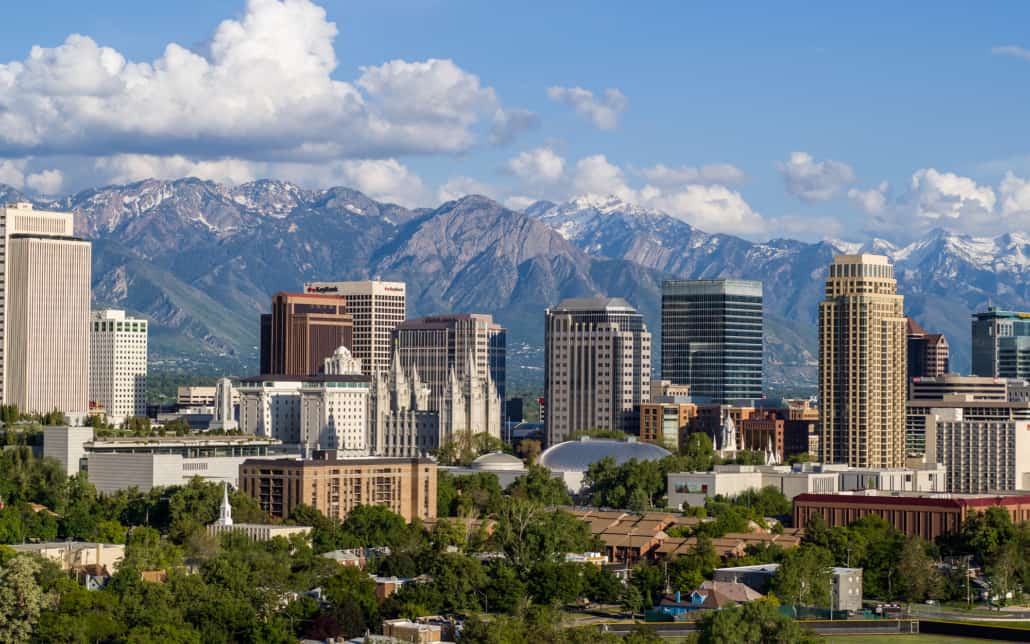 Side view of Salt Lake City skyline