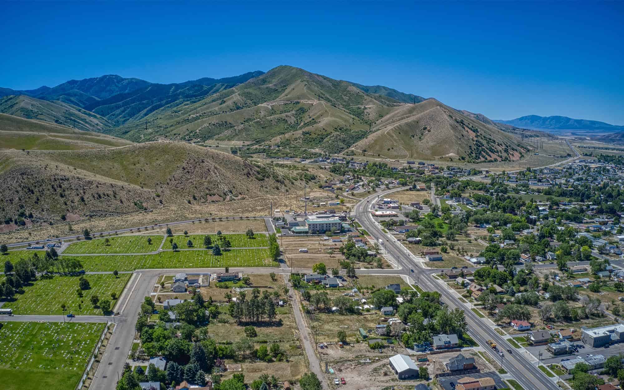 Aerial View of the rural Utah Town of Tooele