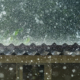 Storm rain on the roof of the house